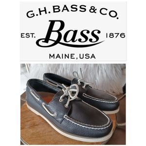 GH BASS & CO. MEN'S HAMPTON 16 LEATHER BOAT SHOES SZ: 8M